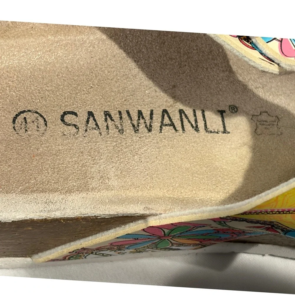 Sanwanli Wedge Sandals Womens‎ 10-10.5 Multicolor Floral Platform Toe Loop